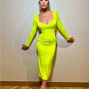 Elegant Neon Yellow Dress